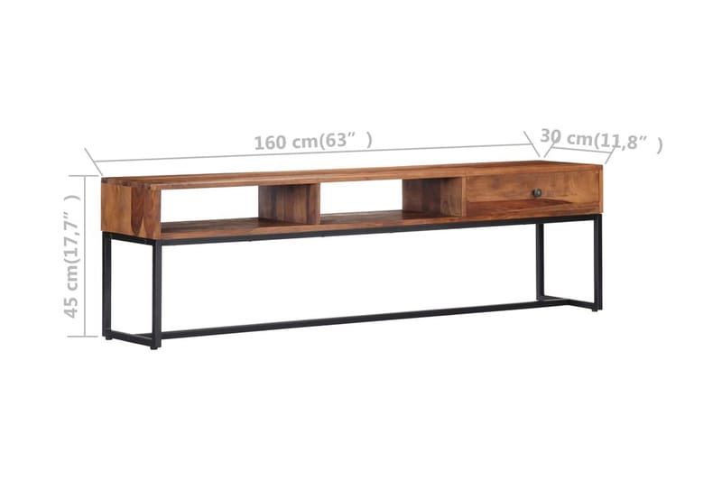Tv-Skab I Massivt Sheeshamtræ 160 X 30 X 45 Cm - Brun - Møbler - TV borde & mediemøbler - TV-borde