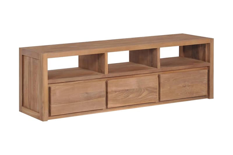 Tv-Skab I Teak m Naturlig Finish 120 X 30 X 40 Cm - Brun - TV-borde