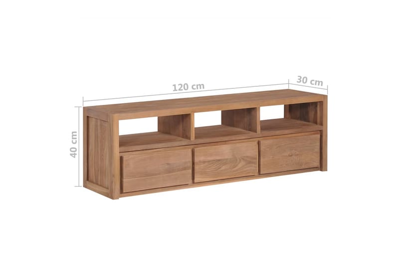 Tv-Skab I Teak m Naturlig Finish 120 X 30 X 40 Cm - Brun - TV-borde