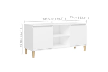 tv-skab m. massive træben 103,5x35x50 cm hvid - Hvid - Møbler - TV borde & mediemøbler - TV-borde