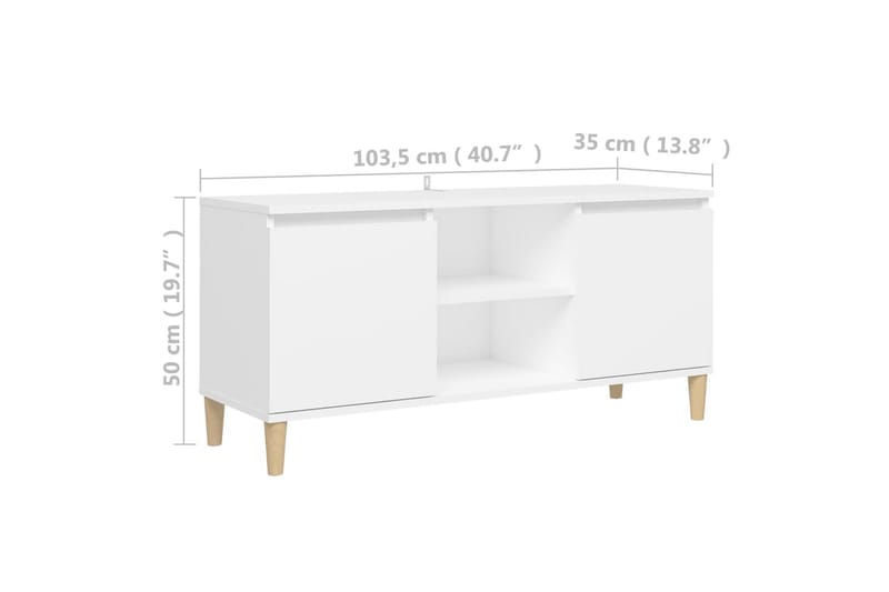 tv-skab m. massive træben 103,5x35x50 cm hvid - Hvid - Møbler - TV borde & mediemøbler - TV-borde