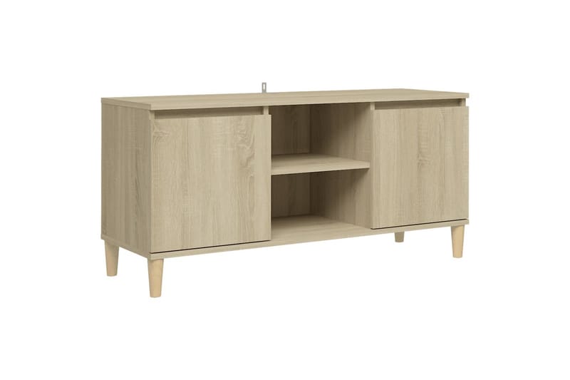 tv-skab m. massive træben 103,5x35x50 cm sonoma-eg - Brun - Møbler - TV borde & mediemøbler - TV-borde