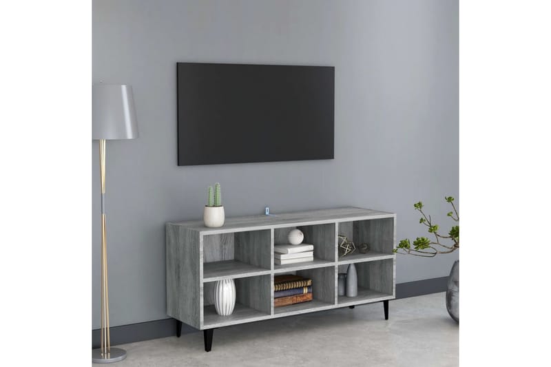 tv-skab m. metalben 103,5x30x50 cm grå sonoma-eg - Grå - Møbler - TV borde & mediemøbler - TV-borde