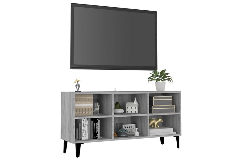 tv-skab m. metalben 103,5x30x50 cm grå sonoma-eg - Grå - Møbler - TV borde & mediemøbler - TV-borde