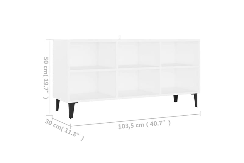 tv-skab m. metalben 103,5x30x50 cm hvid - Hvid - Møbler - TV borde & mediemøbler - TV-borde