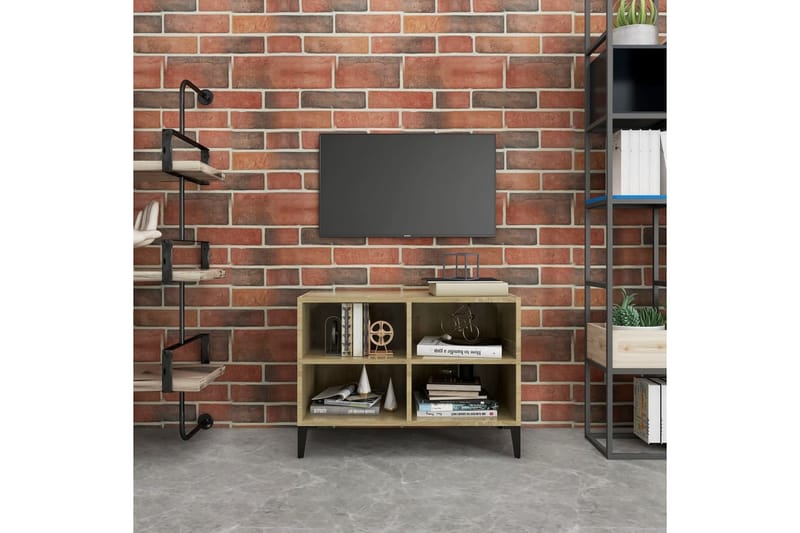 tv-skab m. metalben 69,5x30x50 cm sonoma-eg - Brun - Møbler - TV borde & mediemøbler - TV-borde