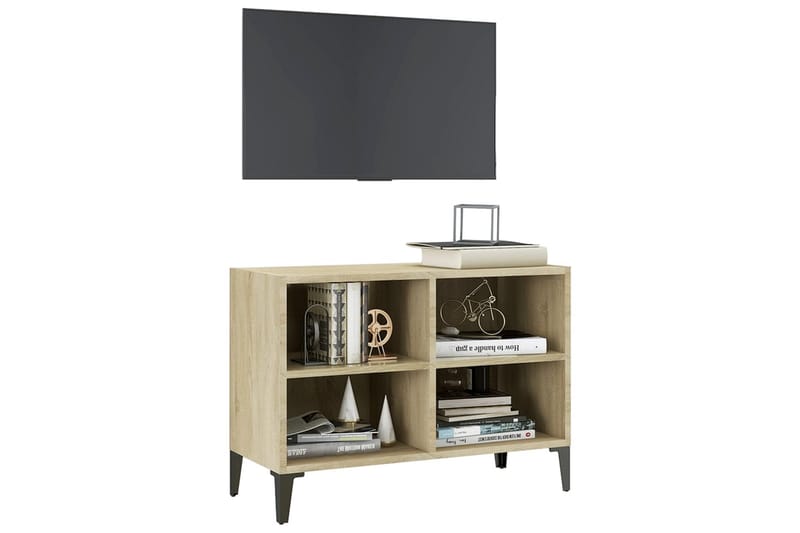 tv-skab m. metalben 69,5x30x50 cm sonoma-eg - Brun - Møbler - TV borde & mediemøbler - TV-borde