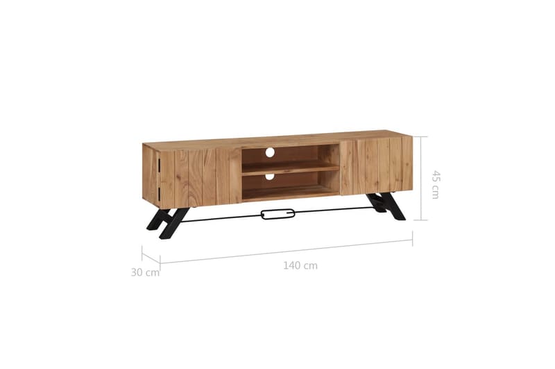 Tv-Skab Massivt Akacietræ 140 X 30 X 45 Cm - Brun - Møbler - TV borde & mediemøbler - TV-borde