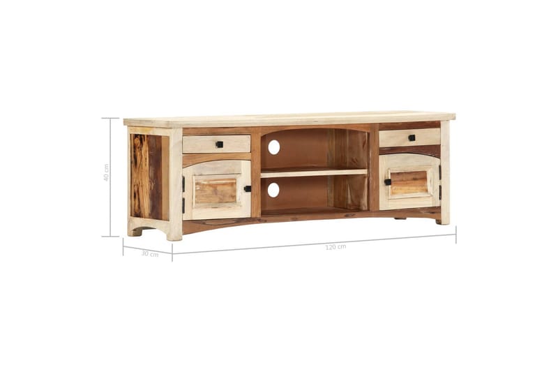 Tv-Skab Massivt Genanvendt Træ 120 X 30 X 40 Cm - Flerfarvet - Møbler - TV borde & mediemøbler - TV-borde