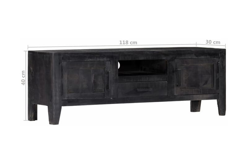 Tv-Skab Massivt Mangotræ 118 X 30 X 40 Cm Sort - Sort - Møbler - TV borde & mediemøbler - TV-borde