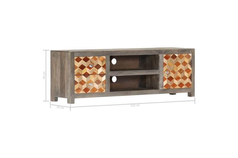 Tv-Skab Massivt Mangotræ 120 X 30 X 40 Cm Grå - Grå - Møbler - TV borde & mediemøbler - TV-borde