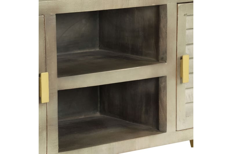 Tv-Skab Massivt Mangotræ Med Messing 110 X 30 X 48 Cm Grå - Grå - Møbler - TV borde & mediemøbler - TV-borde