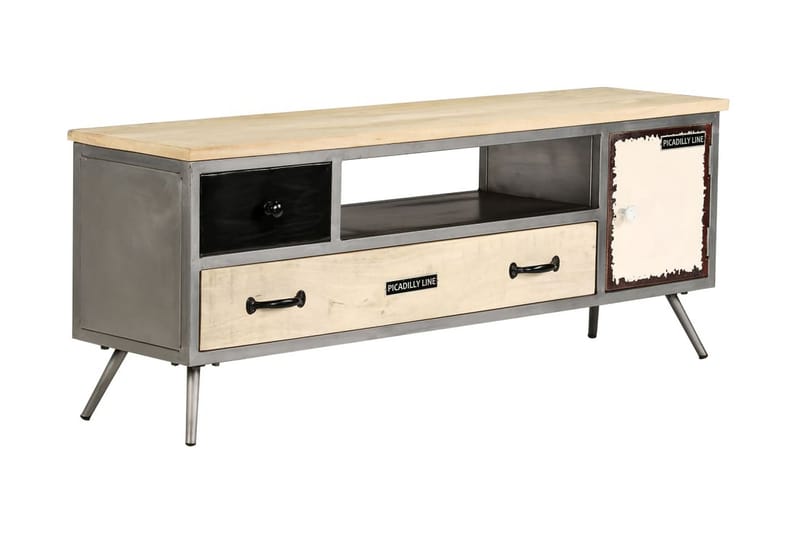 Tv-Skab Massivt Mangotræ Og Stål 120 X 30 X 45 Cm - Flerfarvet - Møbler - TV borde & mediemøbler - TV-borde