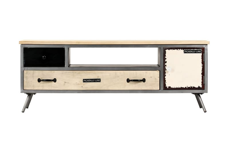 Tv-Skab Massivt Mangotræ Og Stål 120 X 30 X 45 Cm - Flerfarvet - Møbler - TV borde & mediemøbler - TV-borde