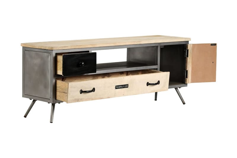 Tv-Skab Massivt Mangotræ Og Stål 120 X 30 X 45 Cm - Flerfarvet - Møbler - TV borde & mediemøbler - TV-borde