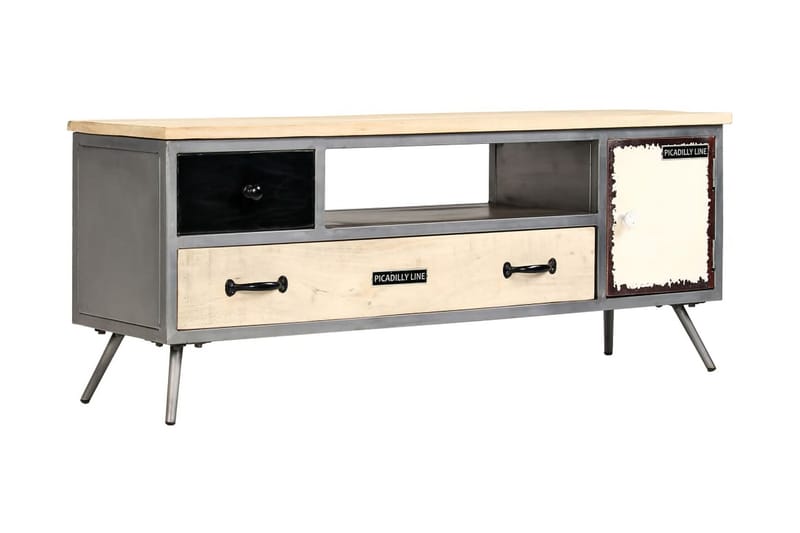 Tv-Skab Massivt Mangotræ Og Stål 120 X 30 X 45 Cm - Flerfarvet - Møbler - TV borde & mediemøbler - TV-borde