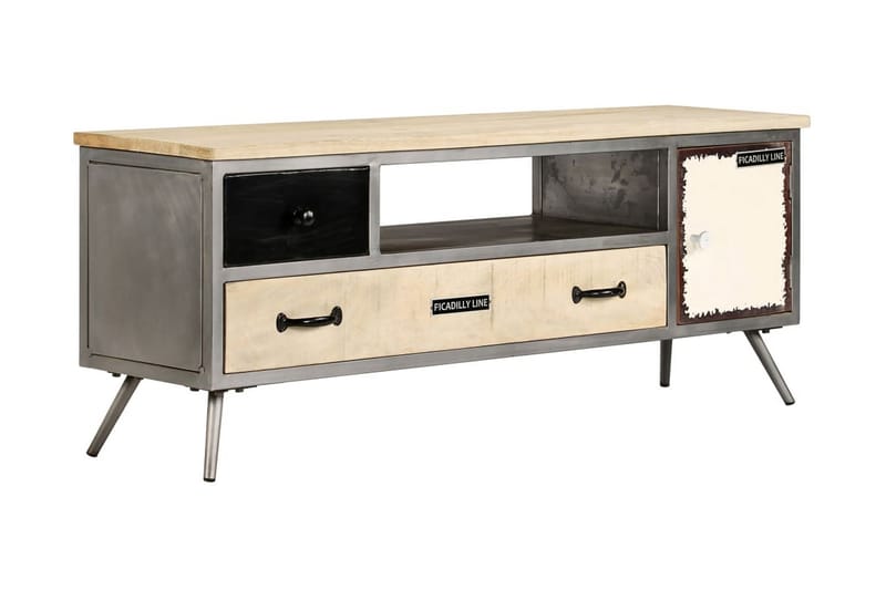 Tv-Skab Massivt Mangotræ Og Stål 120 X 30 X 45 Cm - Flerfarvet - Møbler - TV borde & mediemøbler - TV-borde