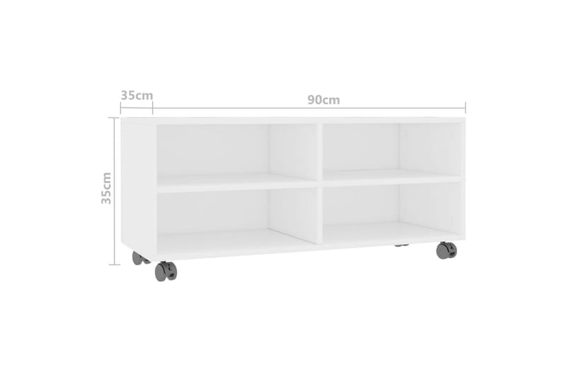 tv-skab med hjul 90 x 35 x 35 cm spånplade hvid - Møbler - TV borde & mediemøbler - TV-borde