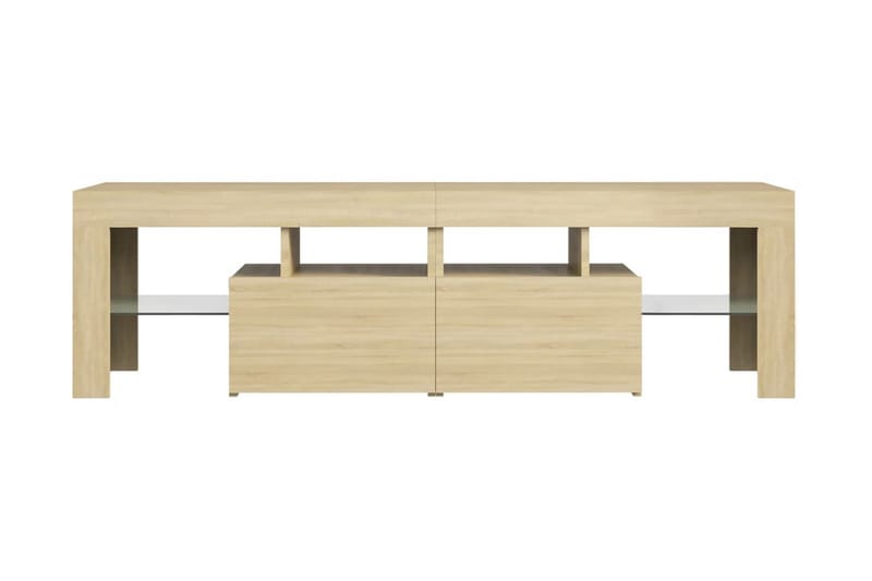 tv-skab med LED-lamper 140x35x40 cm sonoma-eg - Brun - Møbler - TV borde & mediemøbler - TV-borde