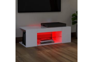 tv-skab med LED-lamper 90x39x30 cm hvid - Hvid - Møbler - TV borde & mediemøbler - TV-borde
