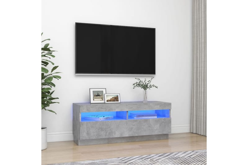 tv-skab med LED-lys 100x35x40 cm betongrå - Grå - TV-borde
