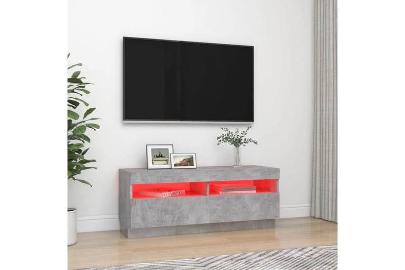 tv-skab med LED-lys 100x35x40 cm betongrå - Grå - TV-borde