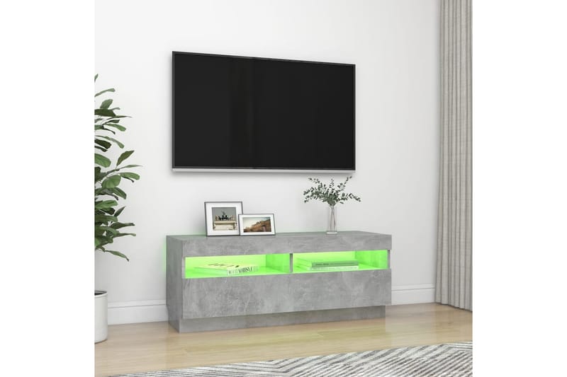 tv-skab med LED-lys 100x35x40 cm betongrå - Grå - Møbler - TV borde & mediemøbler - TV-borde
