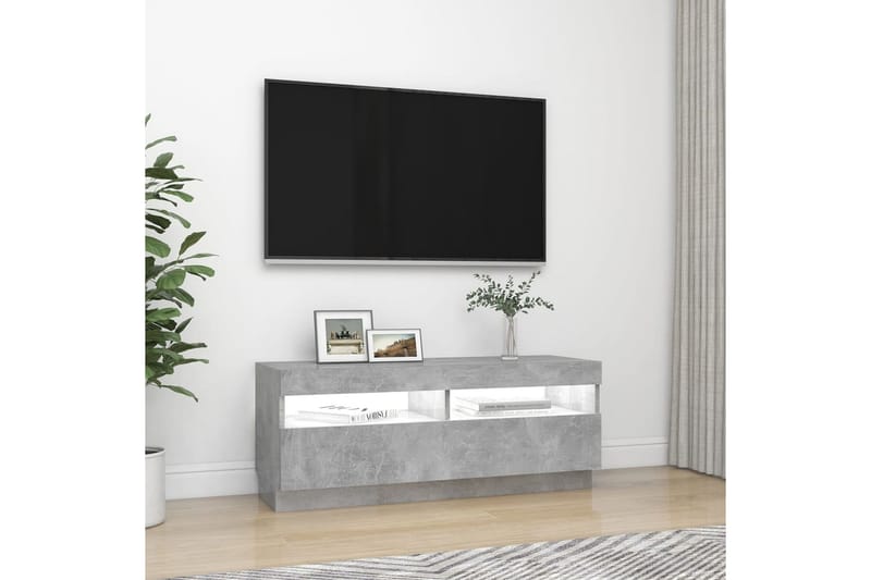 tv-skab med LED-lys 100x35x40 cm betongrå - Grå - TV-borde