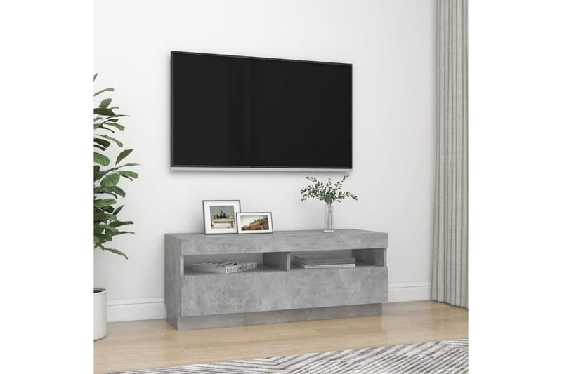 tv-skab med LED-lys 100x35x40 cm betongrå - Grå - Møbler - TV borde & mediemøbler - TV-borde