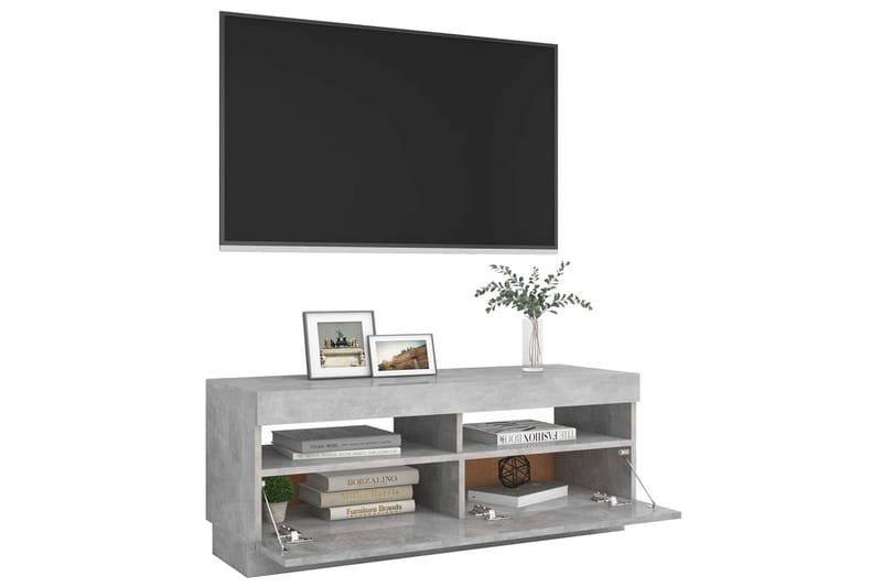 tv-skab med LED-lys 100x35x40 cm betongrå - Grå - TV-borde