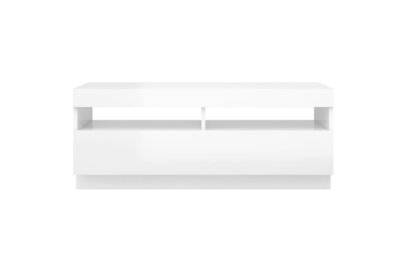 tv-skab med LED-lys 100x35x40 cm hvid højglans - Hvid - Møbler - TV borde & mediemøbler - TV-borde