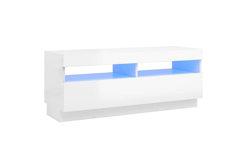 tv-skab med LED-lys 100x35x40 cm hvid højglans - Hvid - Møbler - TV borde & mediemøbler - TV-borde