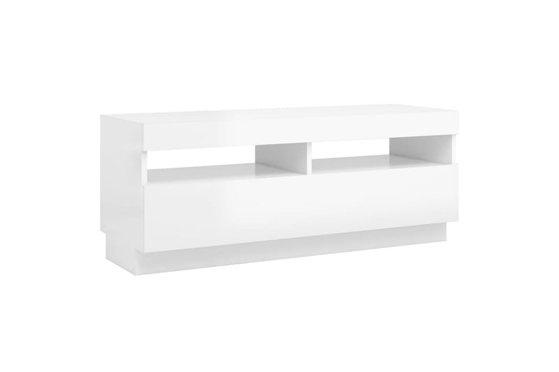 tv-skab med LED-lys 100x35x40 cm hvid højglans - Hvid - Møbler - TV borde & mediemøbler - TV-borde