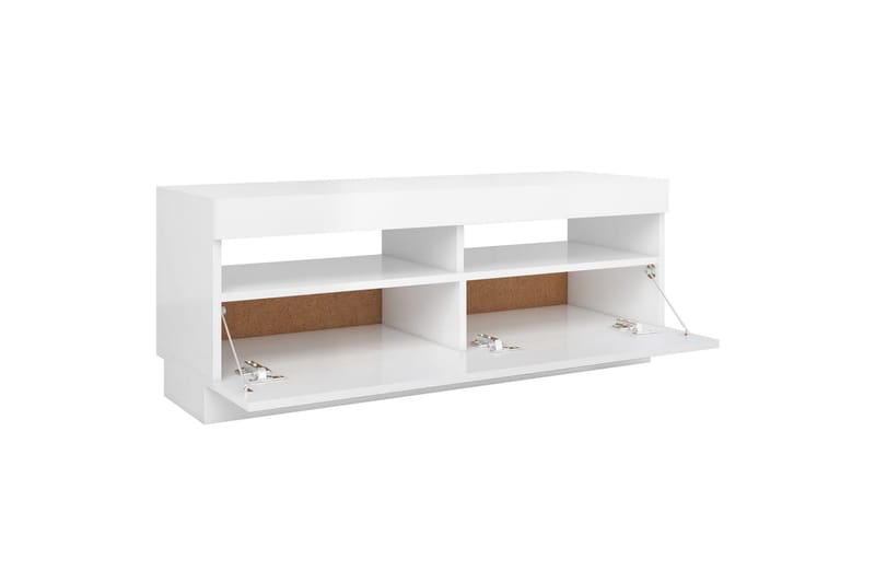 tv-skab med LED-lys 100x35x40 cm hvid højglans - Hvid - Møbler - TV borde & mediemøbler - TV-borde