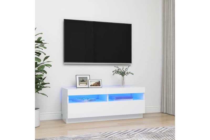 tv-skab med LED-lys 100x35x40 cm hvid - Hvid - Møbler - TV borde & mediemøbler - TV-borde