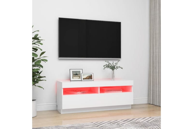 tv-skab med LED-lys 100x35x40 cm hvid - Hvid - Møbler - TV borde & mediemøbler - TV-borde