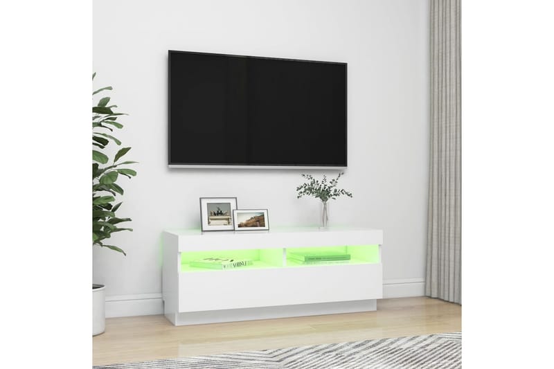 tv-skab med LED-lys 100x35x40 cm hvid - Hvid - Møbler - TV borde & mediemøbler - TV-borde