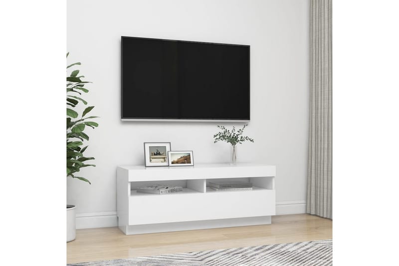 tv-skab med LED-lys 100x35x40 cm hvid - Hvid - Møbler - TV borde & mediemøbler - TV-borde
