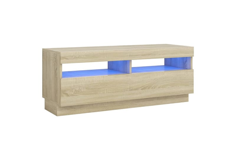 tv-skab med LED-lys 100x35x40 cm sonoma-eg - Brun - Møbler - TV borde & mediemøbler - TV-borde