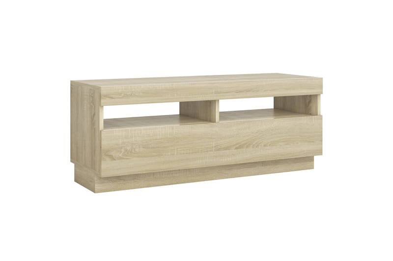 tv-skab med LED-lys 100x35x40 cm sonoma-eg - Brun - TV-borde