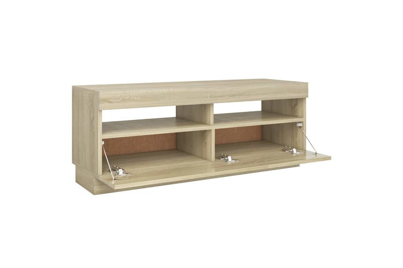 tv-skab med LED-lys 100x35x40 cm sonoma-eg - Brun - TV-borde