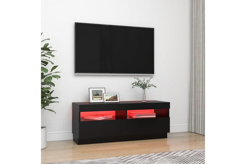 tv-skab med LED-lys 100x35x40 cm sort - Sort - Møbler - TV borde & mediemøbler - TV-borde