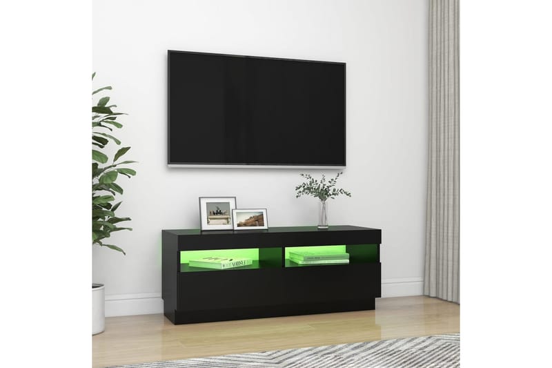 tv-skab med LED-lys 100x35x40 cm sort - Sort - TV-borde