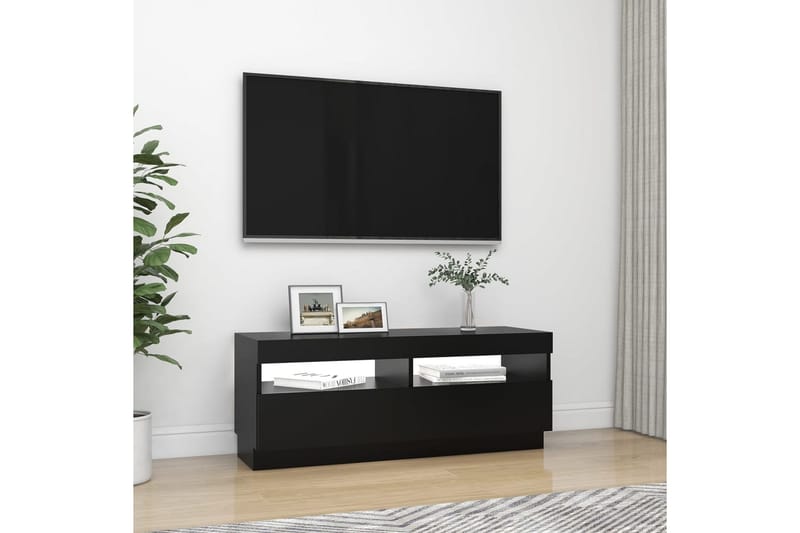 tv-skab med LED-lys 100x35x40 cm sort - Sort - Møbler - TV borde & mediemøbler - TV-borde