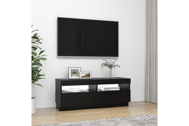 tv-skab med LED-lys 100x35x40 cm sort - Sort - TV-borde
