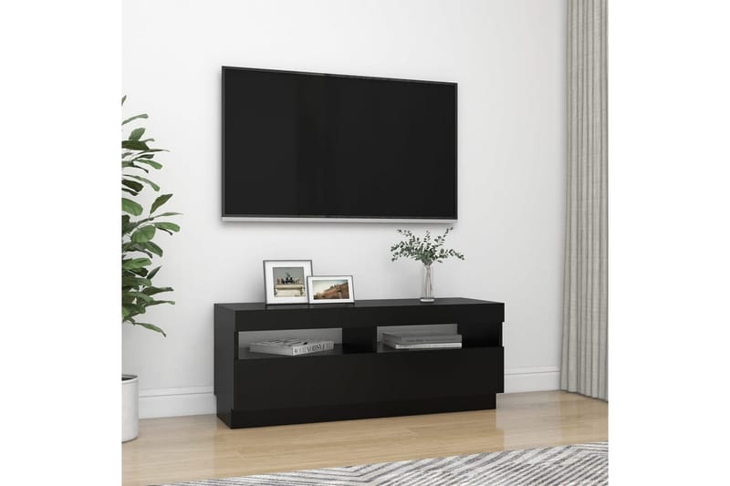 tv-skab med LED-lys 100x35x40 cm sort - Sort - TV-borde