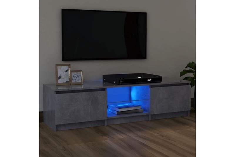 tv-skab med LED-lys 120x30x35,5 cm betongrå - Grå - TV-borde