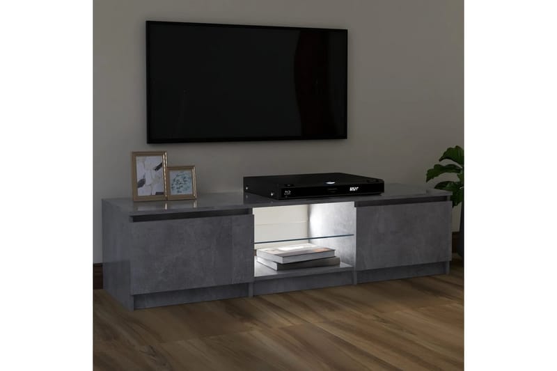 tv-skab med LED-lys 120x30x35,5 cm betongrå - Grå - TV-borde