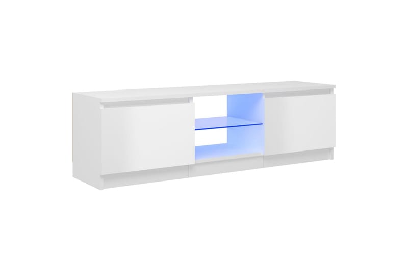 tv-skab med LED-lys 120x30x35,5 cm hvid højglans - Hvid - Møbler - TV borde & mediemøbler - TV-borde