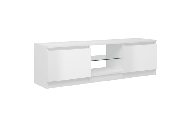 tv-skab med LED-lys 120x30x35,5 cm hvid højglans - Hvid - TV-borde